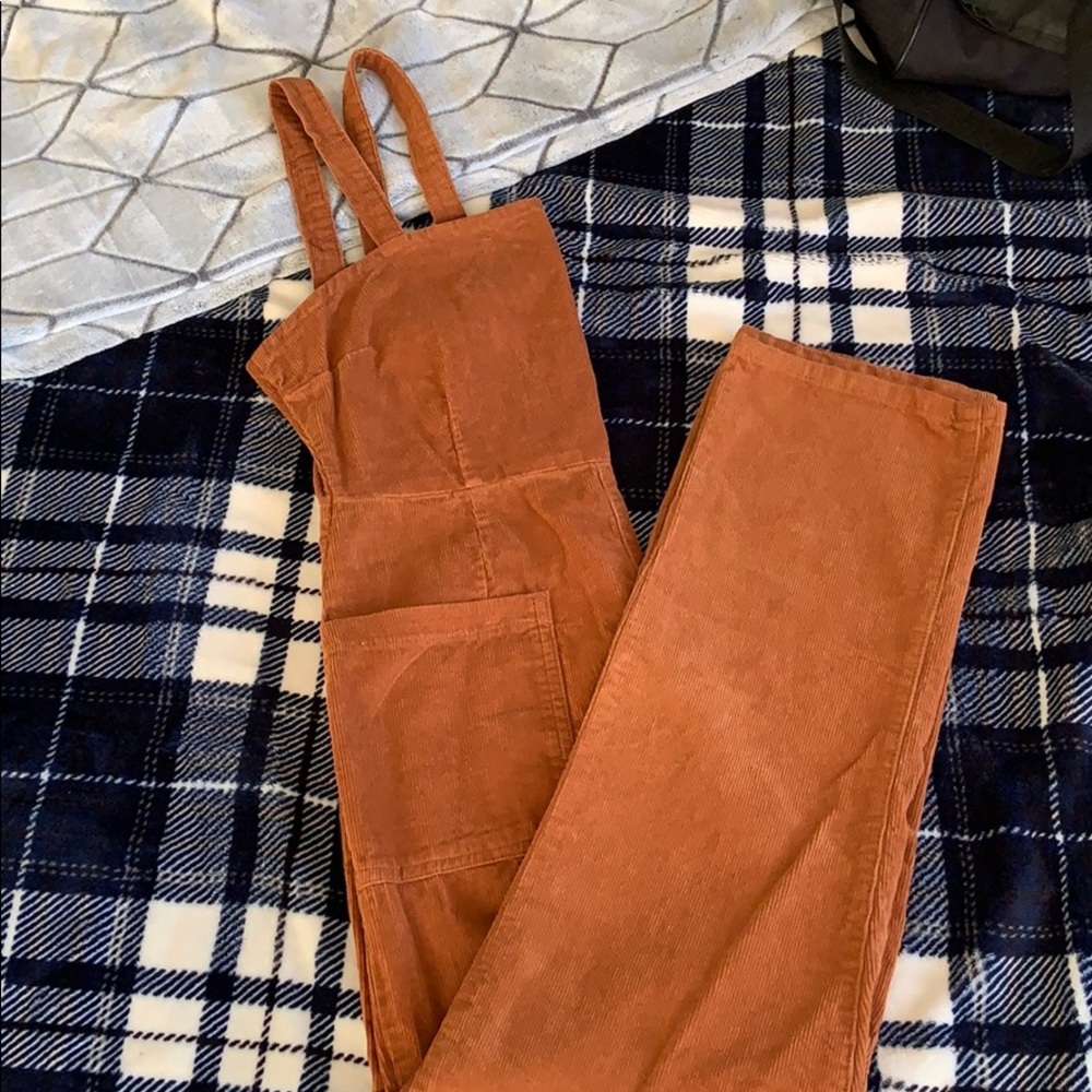 Rust colored corduroy overalls